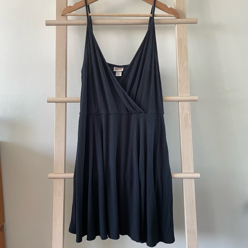 Black A-Line Ribbed Mossimo Dress Size Medium